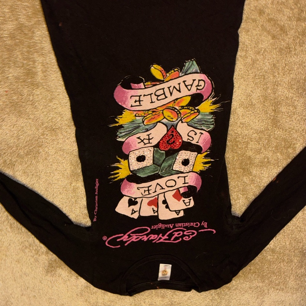 Ed Hardy Black Long Sleeve with Colorful Graphic
